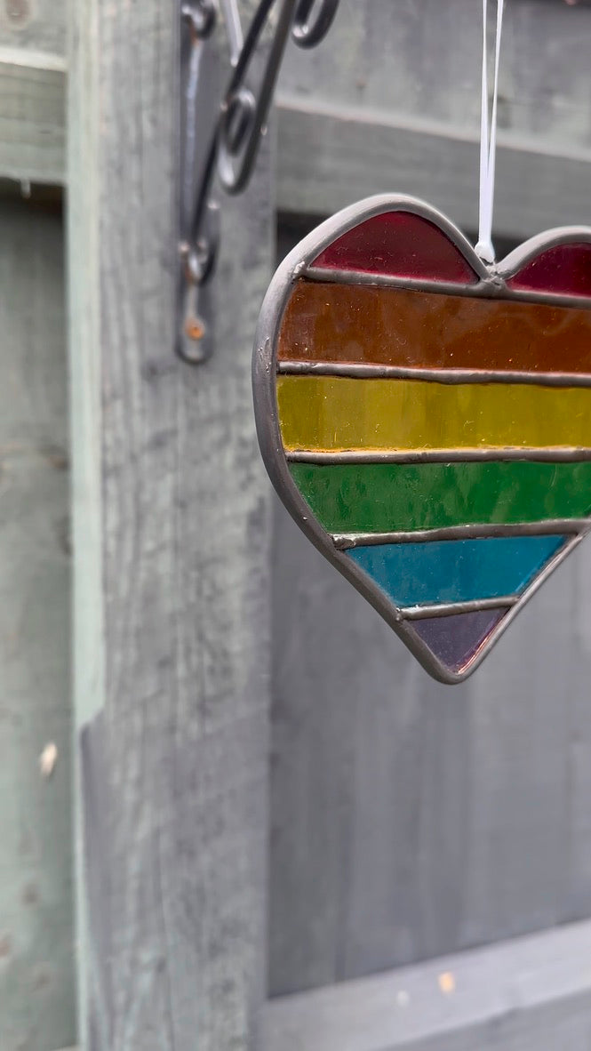 Rainbow Stained Glass Heart