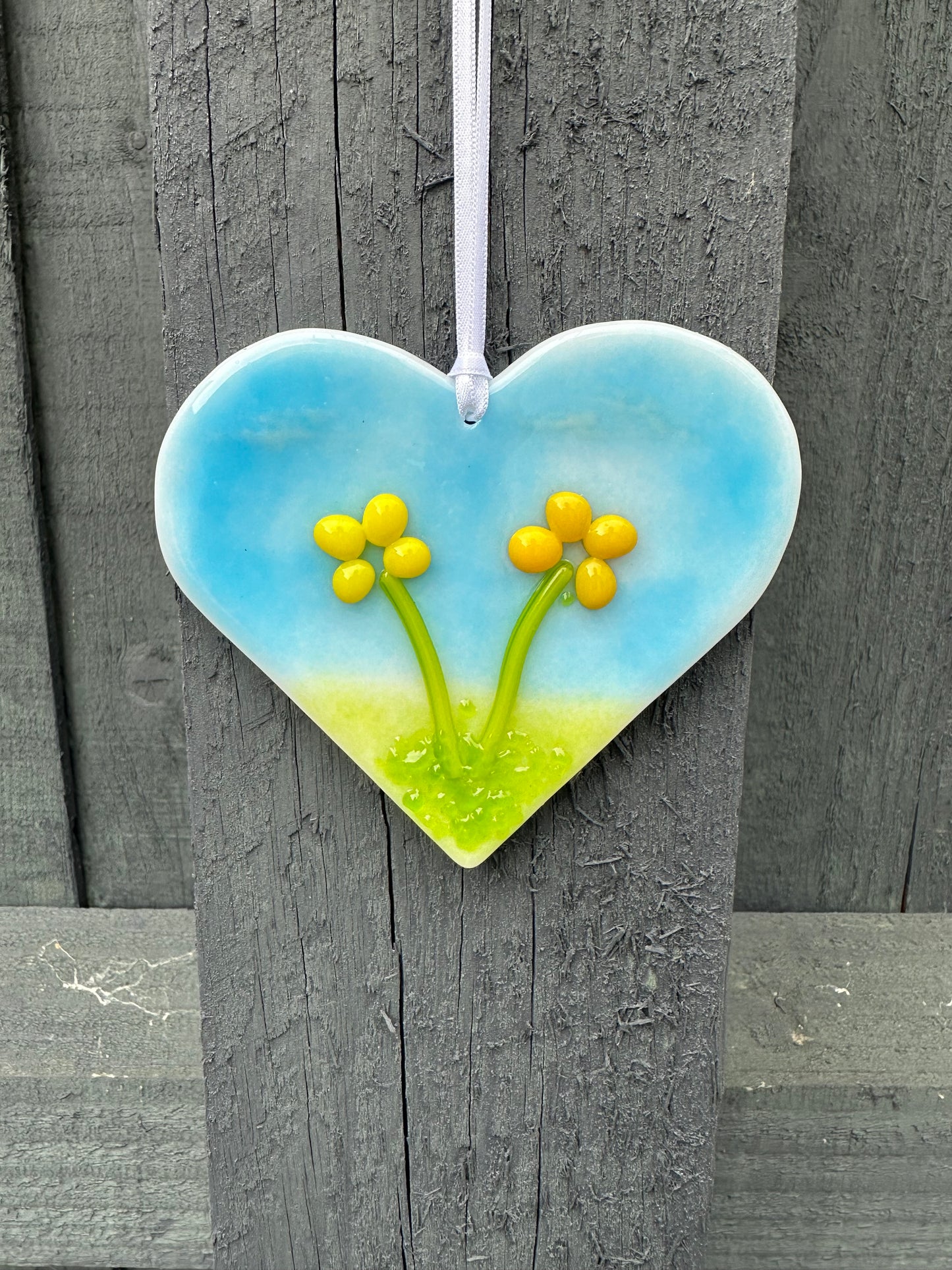 Hanging Heart Decoration Yellow Flowers