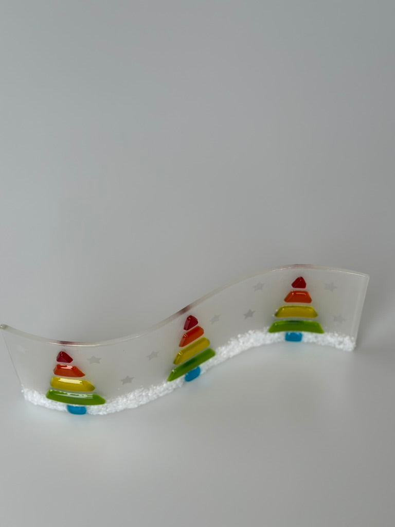 Fused Glass Rainbow Christmas Tree Wave