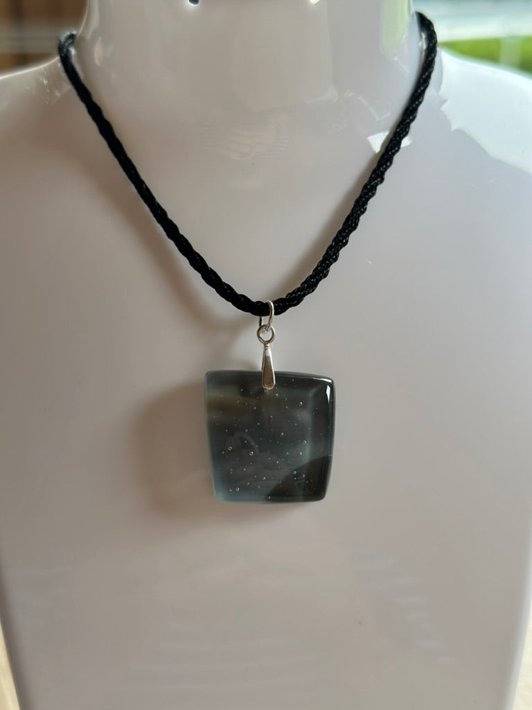 Fused Glass Grey Ombre Pendant