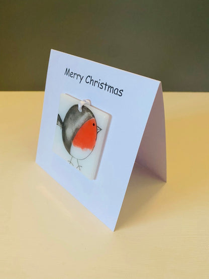 Card with a Robin Hanging Decoration Gift