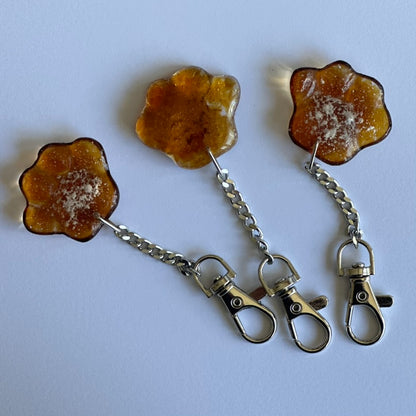 Fused Glass Paw Shaped Keyring with Memorial Ashes