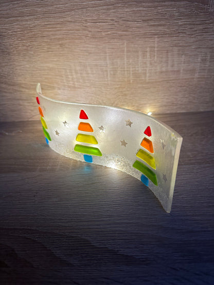 Fused Glass Rainbow Christmas Tree Wave