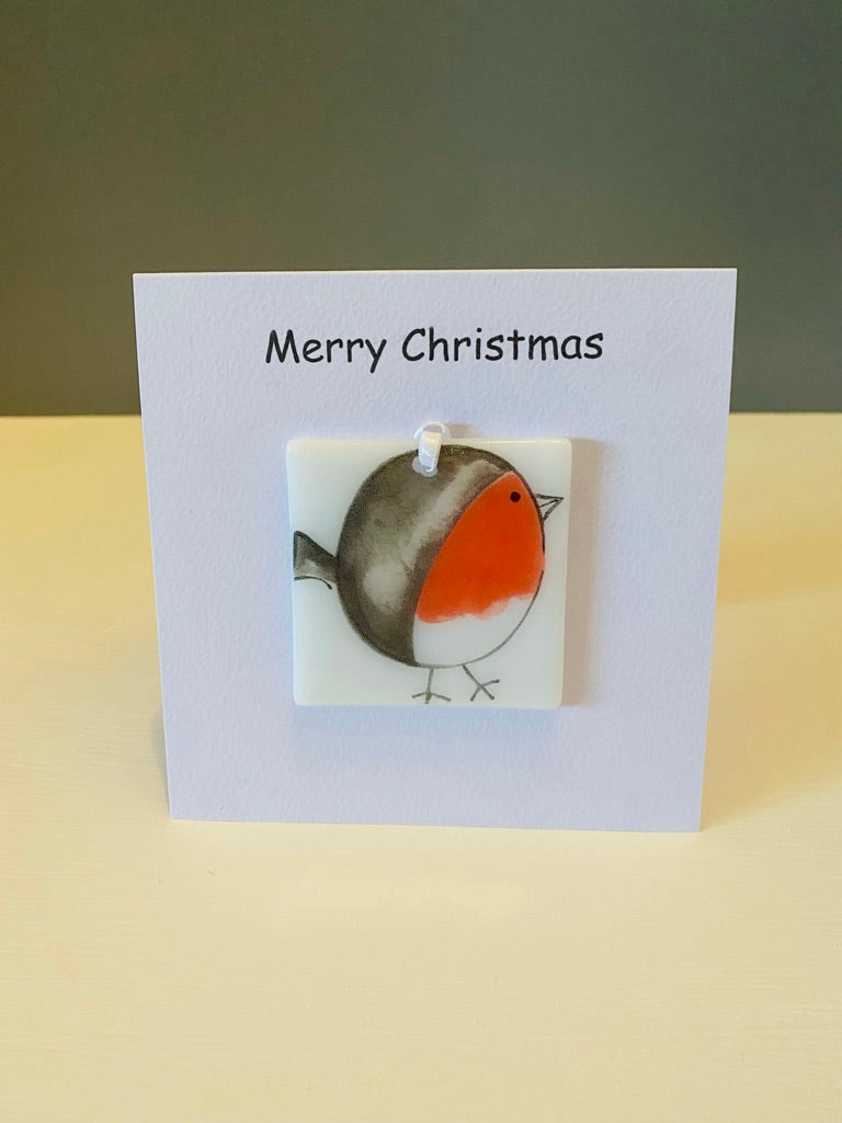 Card with a Robin Hanging Decoration Gift