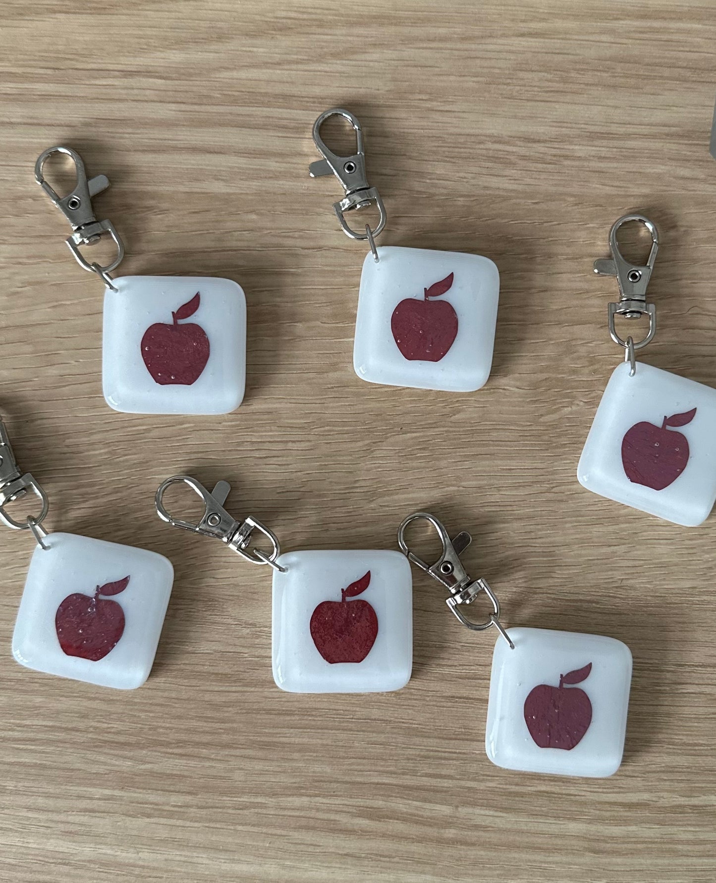 Fused Glass Apple Keyring