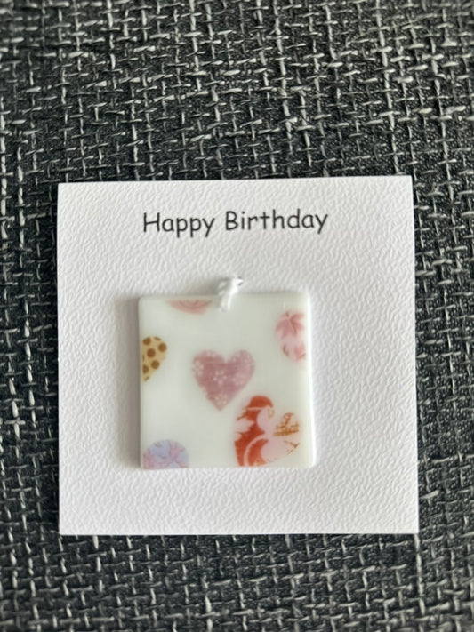 Card with a Love Hearts Hanging Decoration Gift