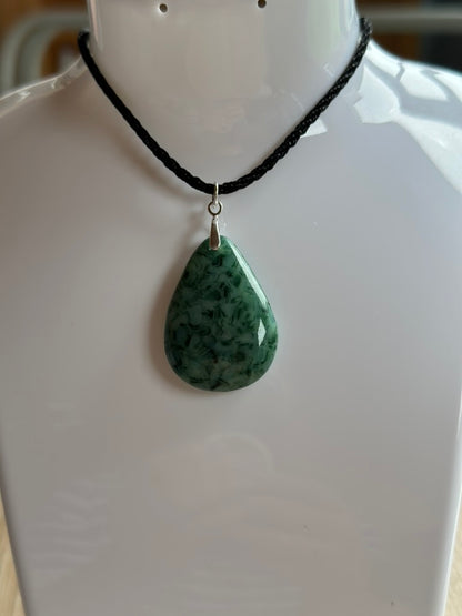 Fused Glass Tear Drop Green Effect Pendant