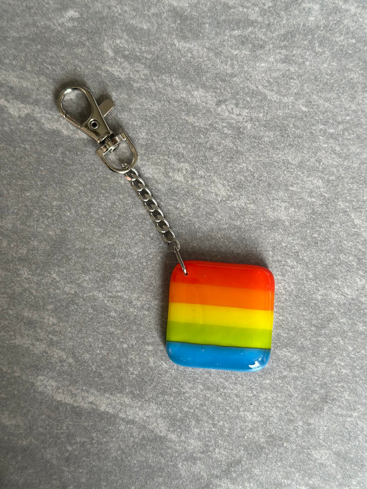 Fused Glass Rainbow Keyring