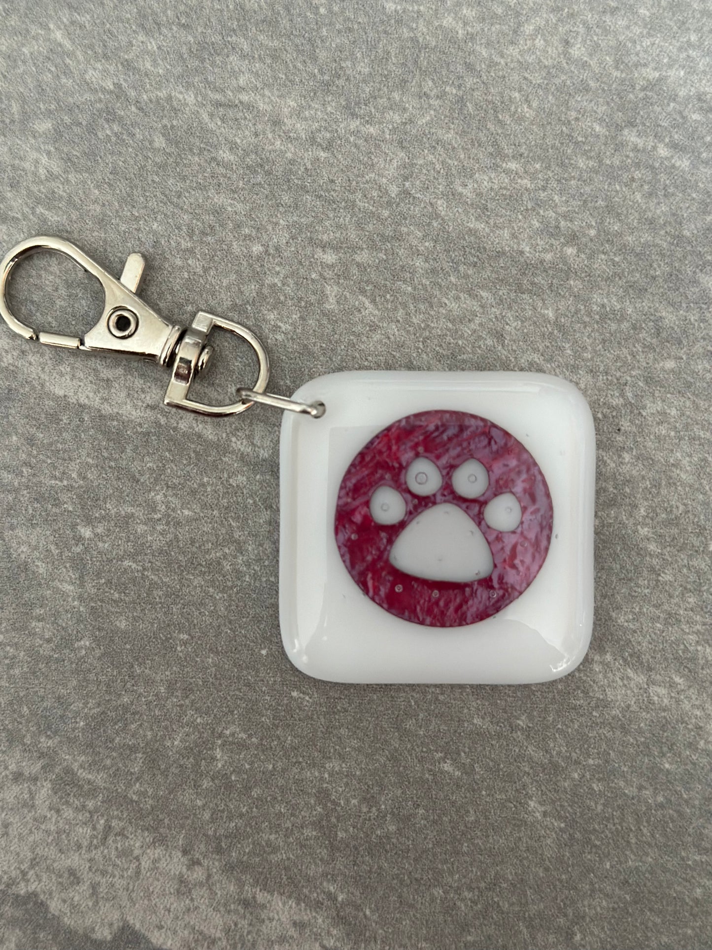 Fused Glass Paw Keyring