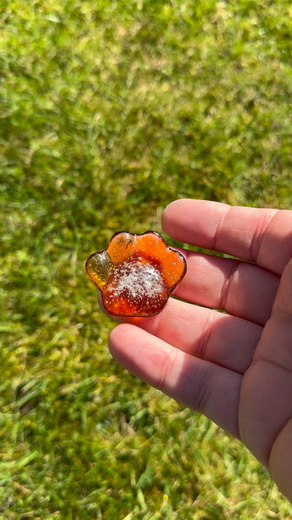 Fused Glass Paw Shaped Keyring with Memorial Ashes