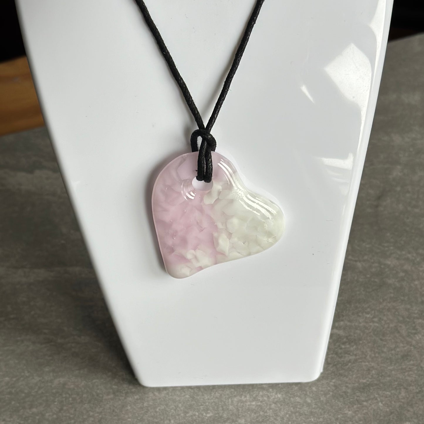 Pink & White heart pendant