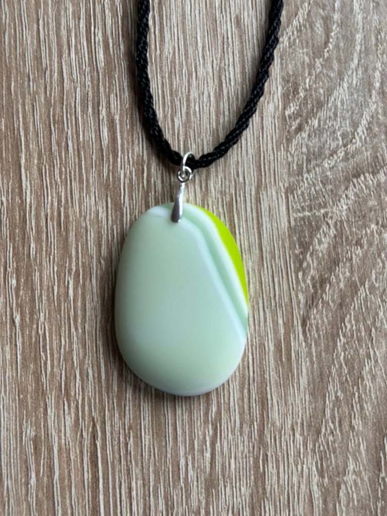 Fused Glass Matt Finish Oval Green Pendant