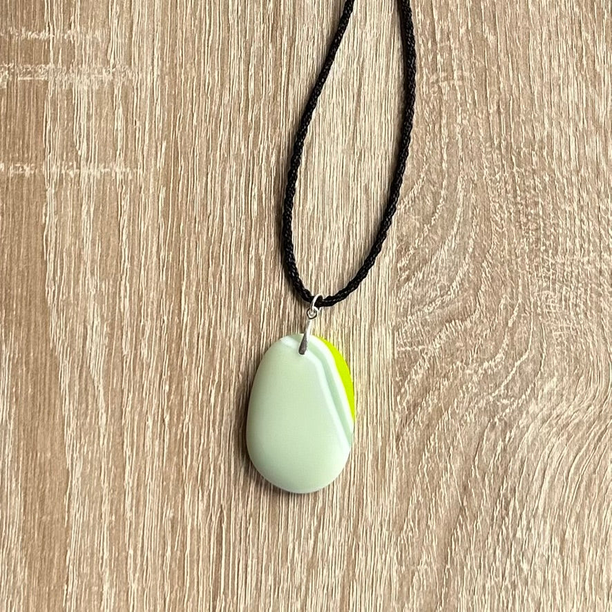 Fused Glass Matt Finish Oval Green Pendant