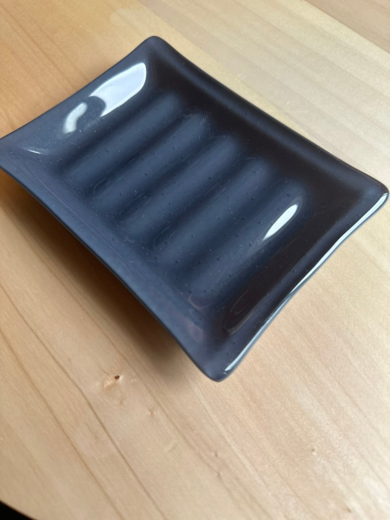 Fused Glass Grey Soap Dish