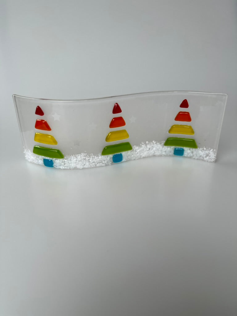 Fused Glass Rainbow Christmas Tree Wave