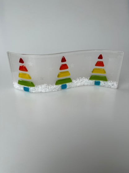 Fused Glass Rainbow Christmas Tree Wave