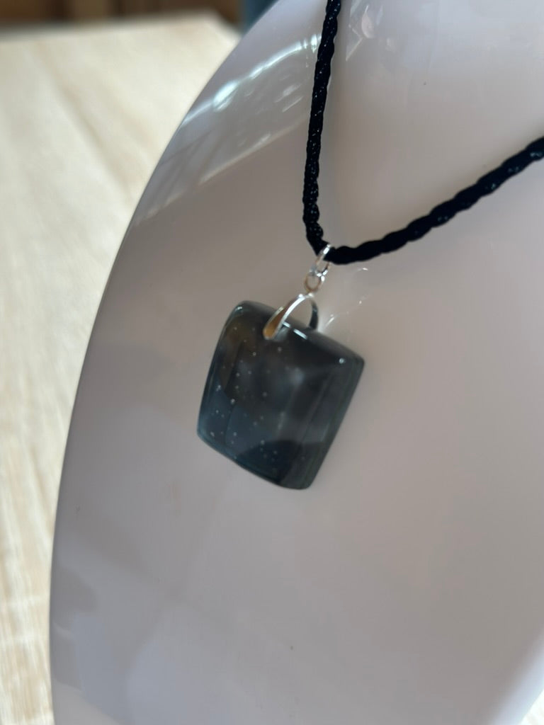 Fused Glass Grey Ombre Pendant