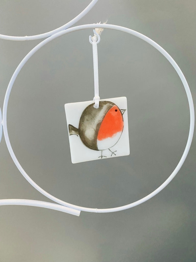 Card with a Robin Hanging Decoration Gift