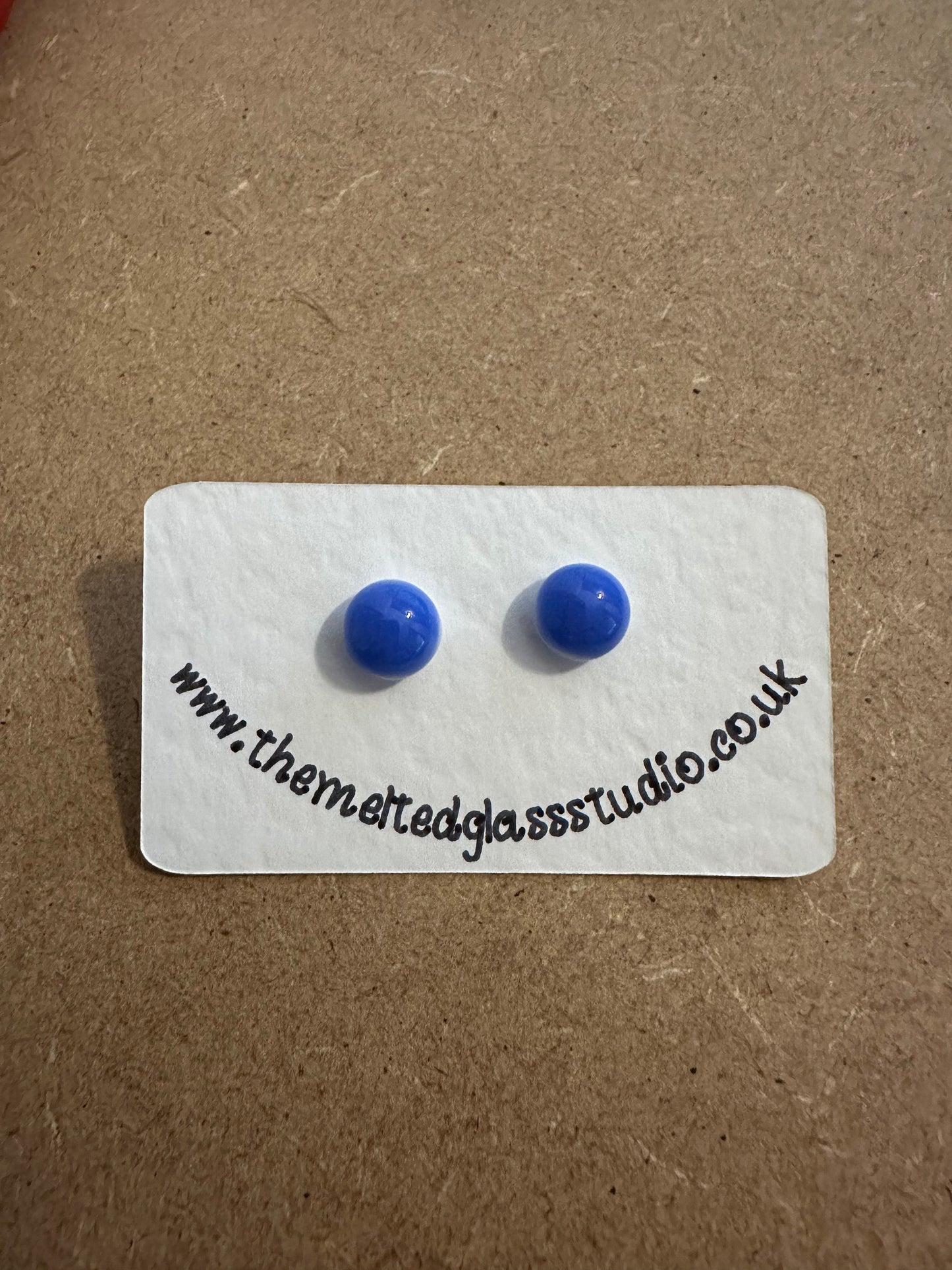 Handmade Fused Glass Earrings - Sterling Silver posts - Blue