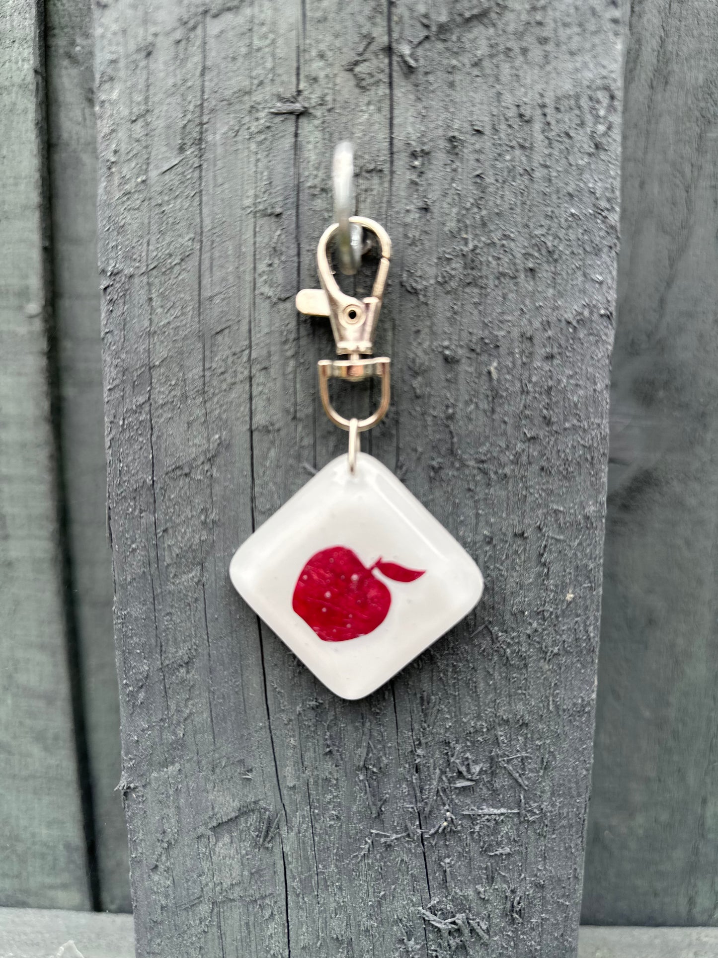 Fused Glass Apple Keyring