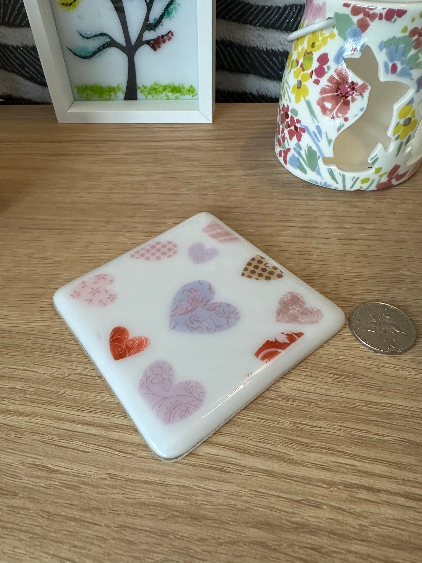 Fused Glass Love Heart Coaster