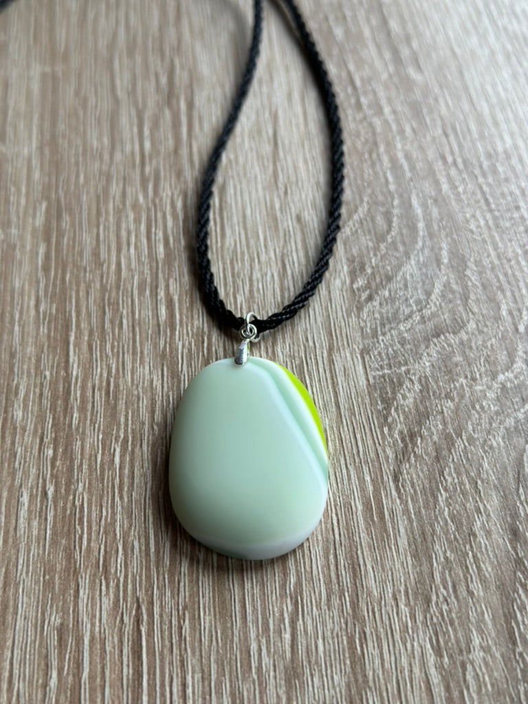 Fused Glass Matt Finish Oval Green Pendant