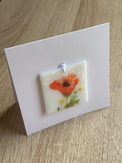 Card with a Single Poppy Hanging Decoration Gift