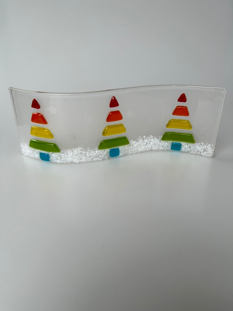 Fused Glass Rainbow Christmas Tree Wave