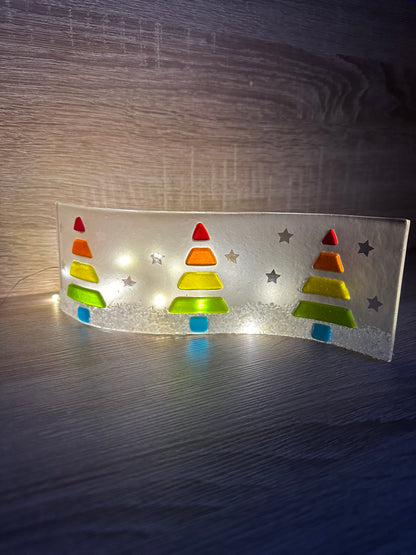 Fused Glass Rainbow Christmas Tree Wave