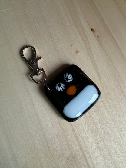 Fused Glass Penguin Keyring