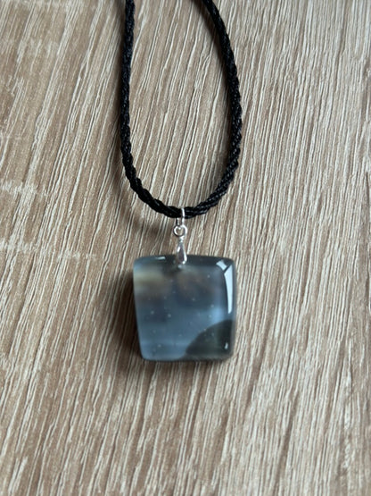 Fused Glass Grey Ombre Pendant