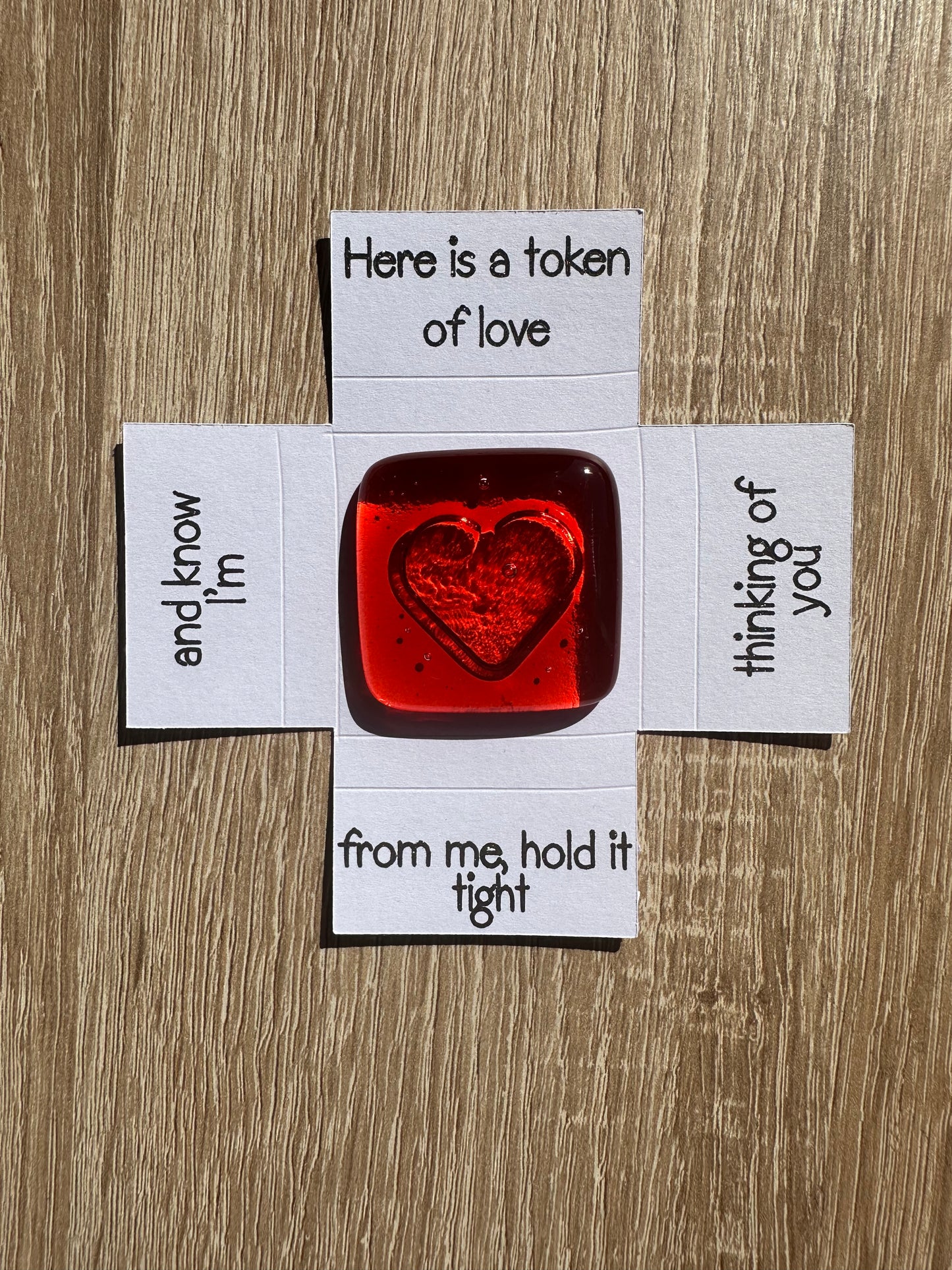 Fused Glass pocket Box Heart Token Here is a token of love