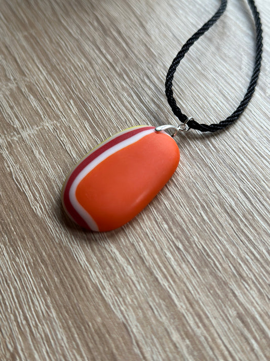 Fused Glass Matt Finish Oval Orange Pendant