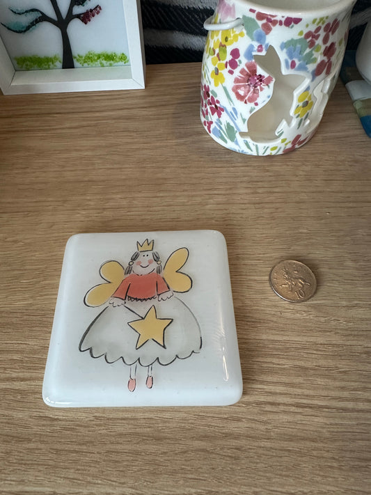 Fused Glass Fairy Coaster