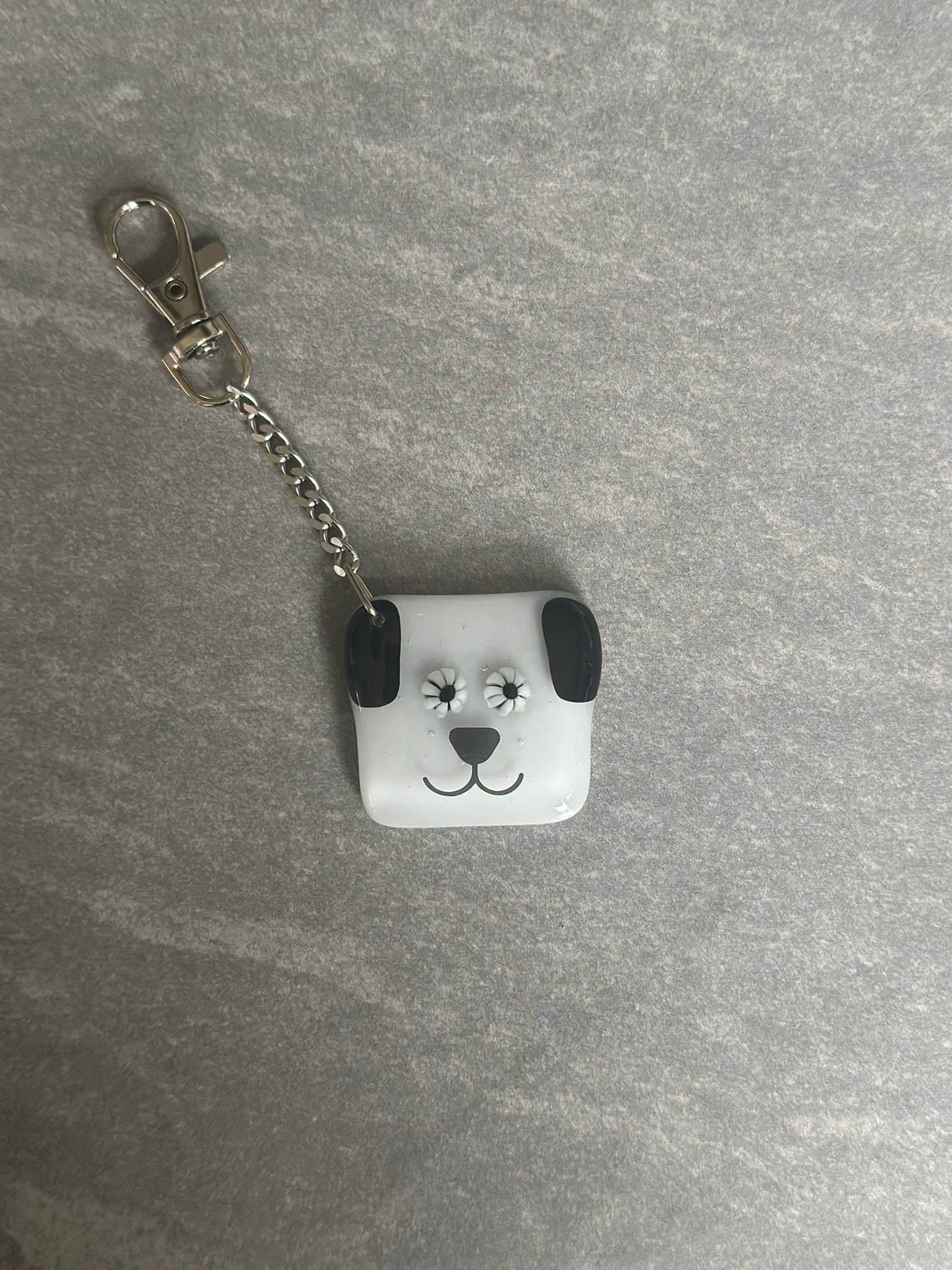 Fused Glass Dog Keyring