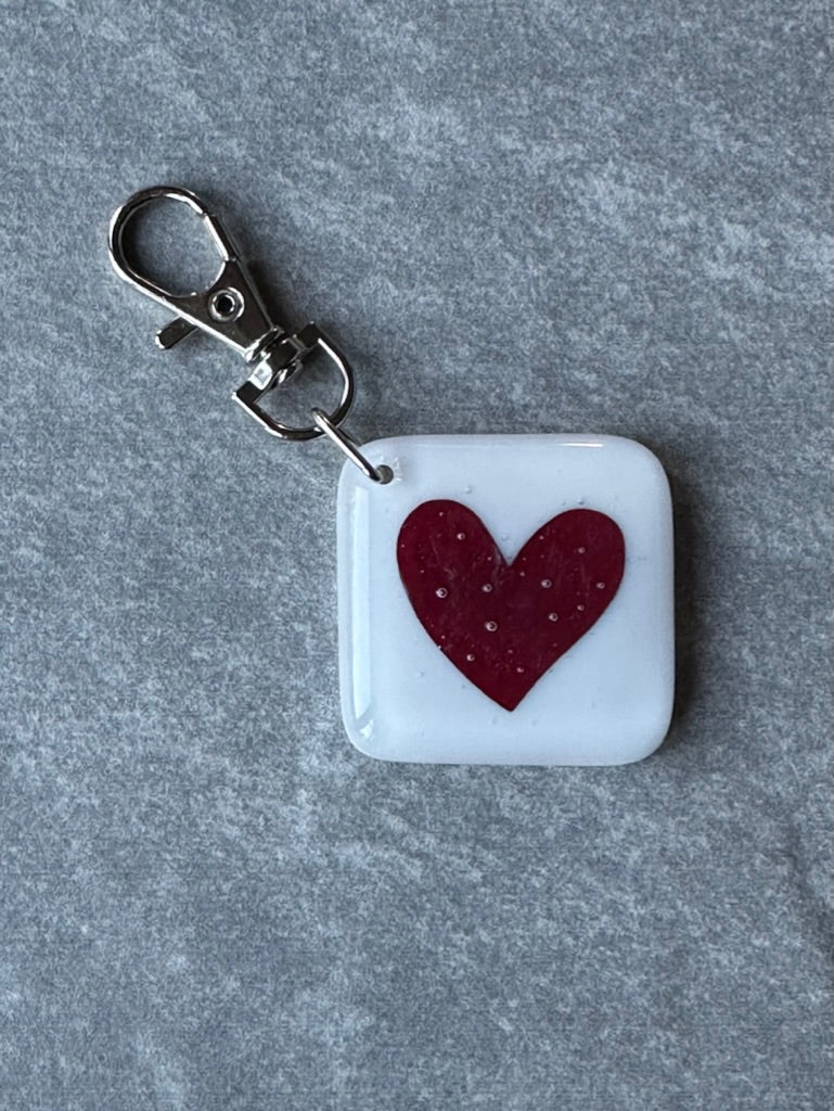 Fused Glass Heart Keyring