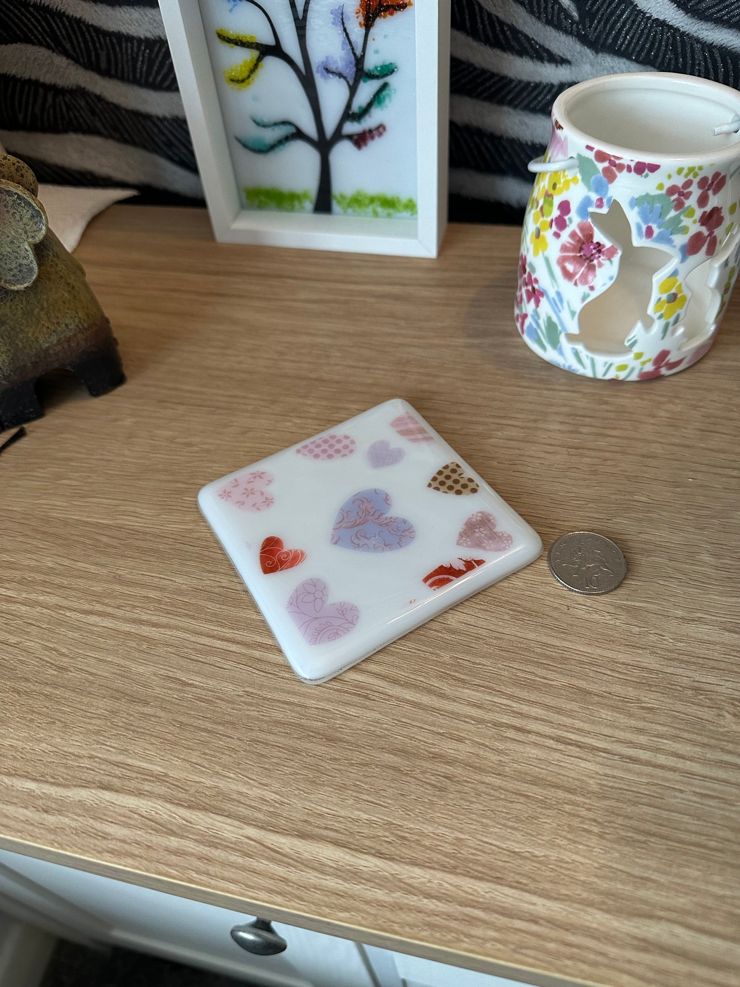 Fused Glass Love Heart Coaster