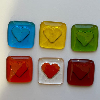 Fused Glass pocket Box Heart Token Here is a token of love