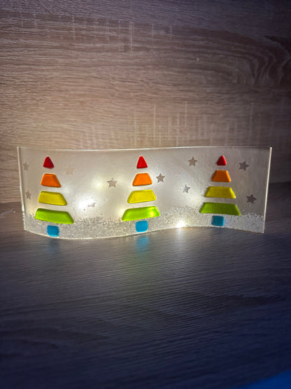 Fused Glass Rainbow Christmas Tree Wave