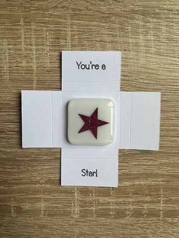 Fused Glass pocket Box Heart Token You're a Star