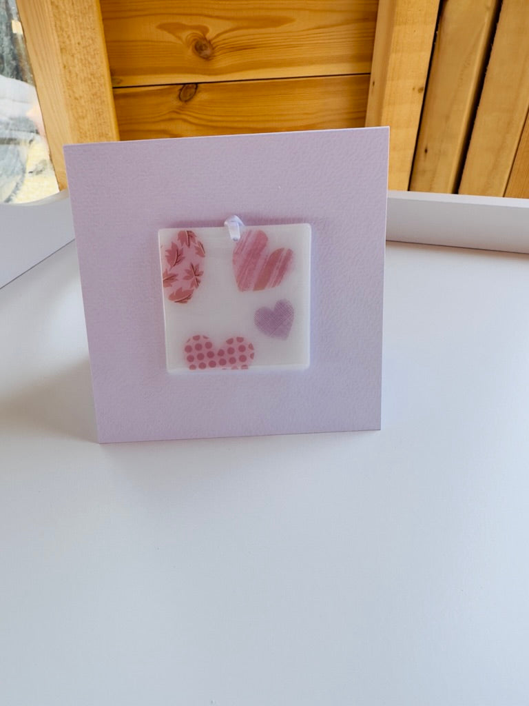 Card with a Love Hearts Hanging Decoration Gift