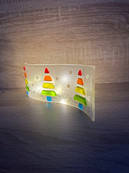 Fused Glass Rainbow Christmas Tree Wave