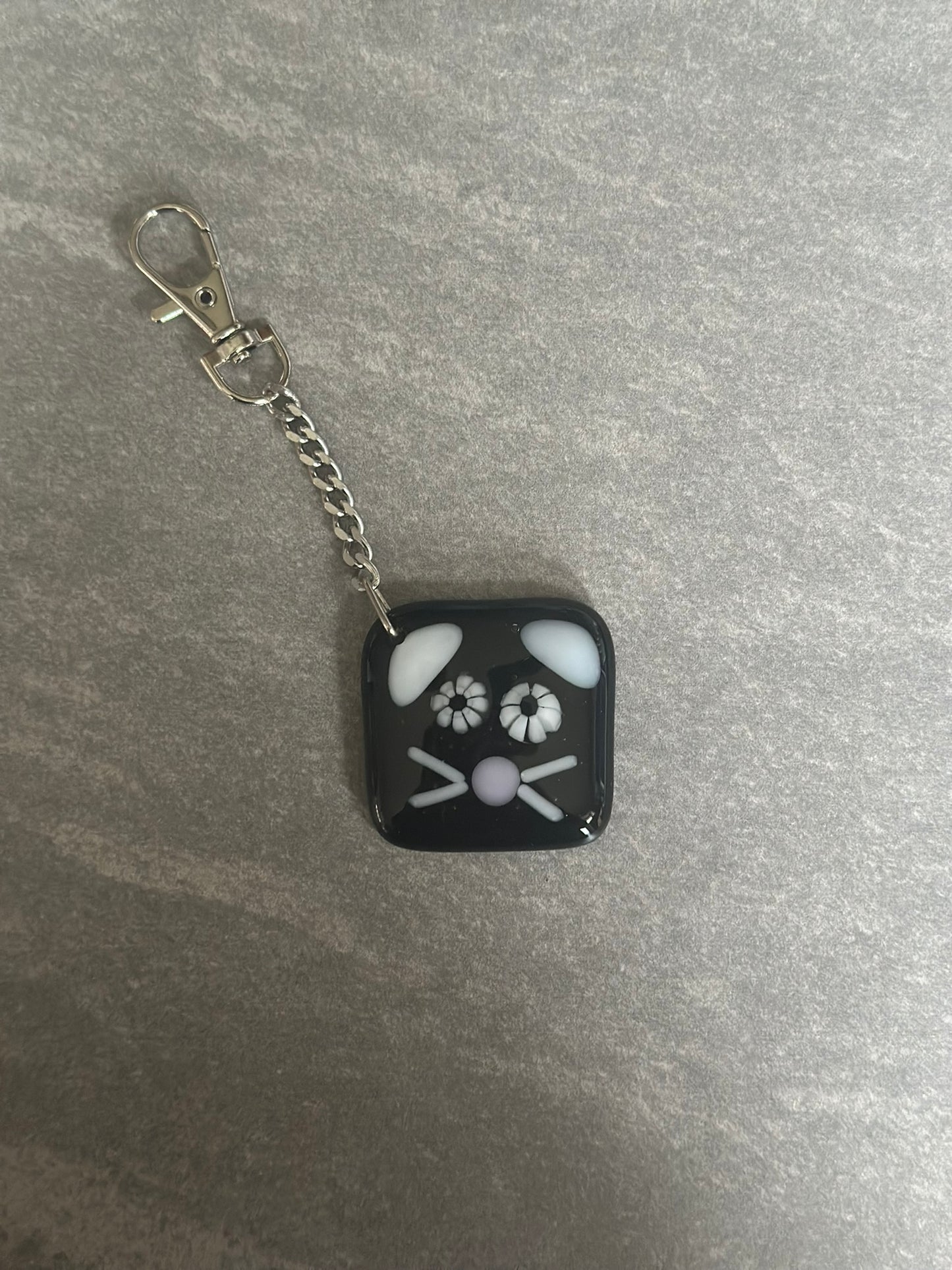 Fused Glass Cat Keyring