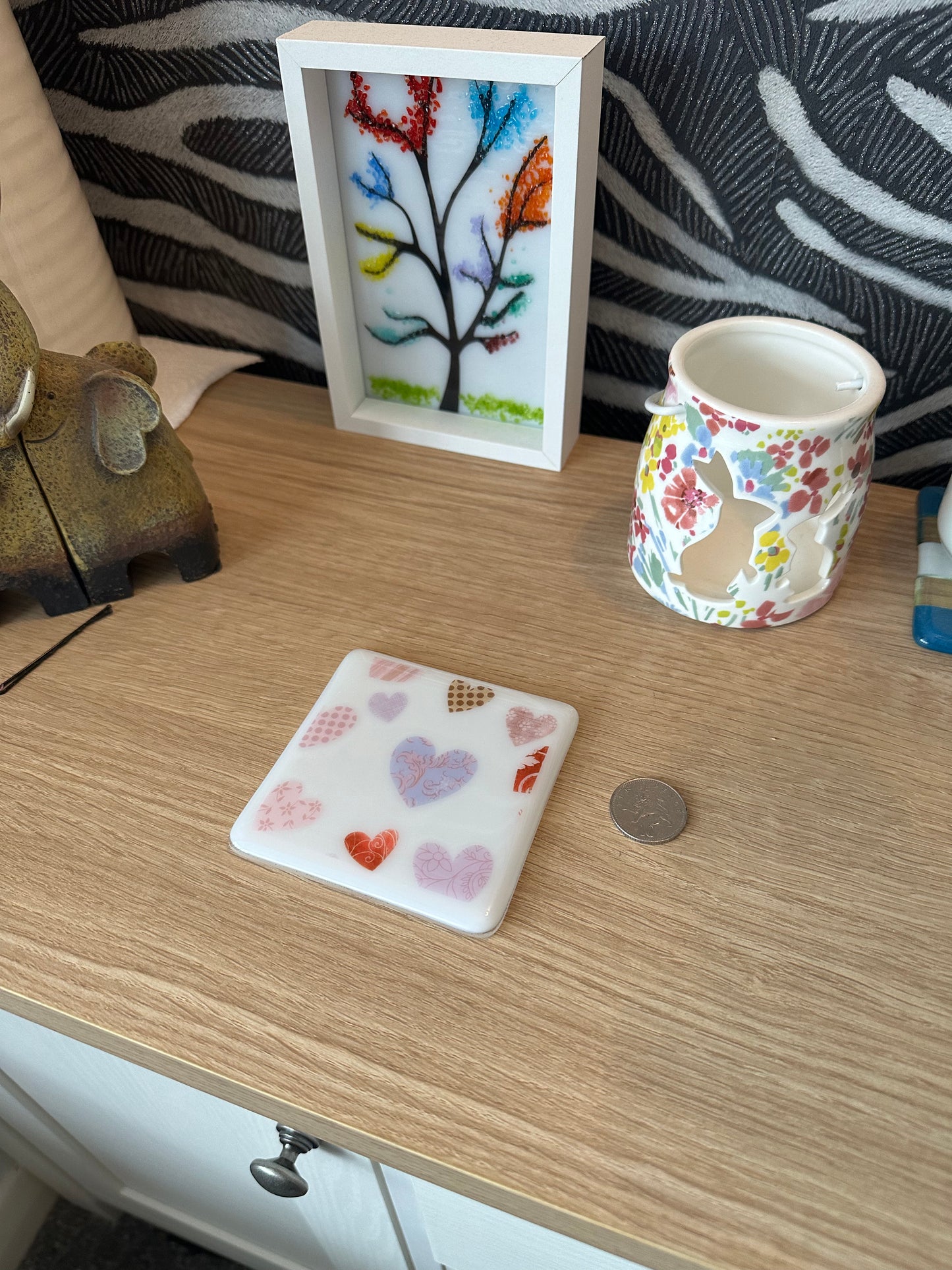 Fused Glass Love Heart Coaster