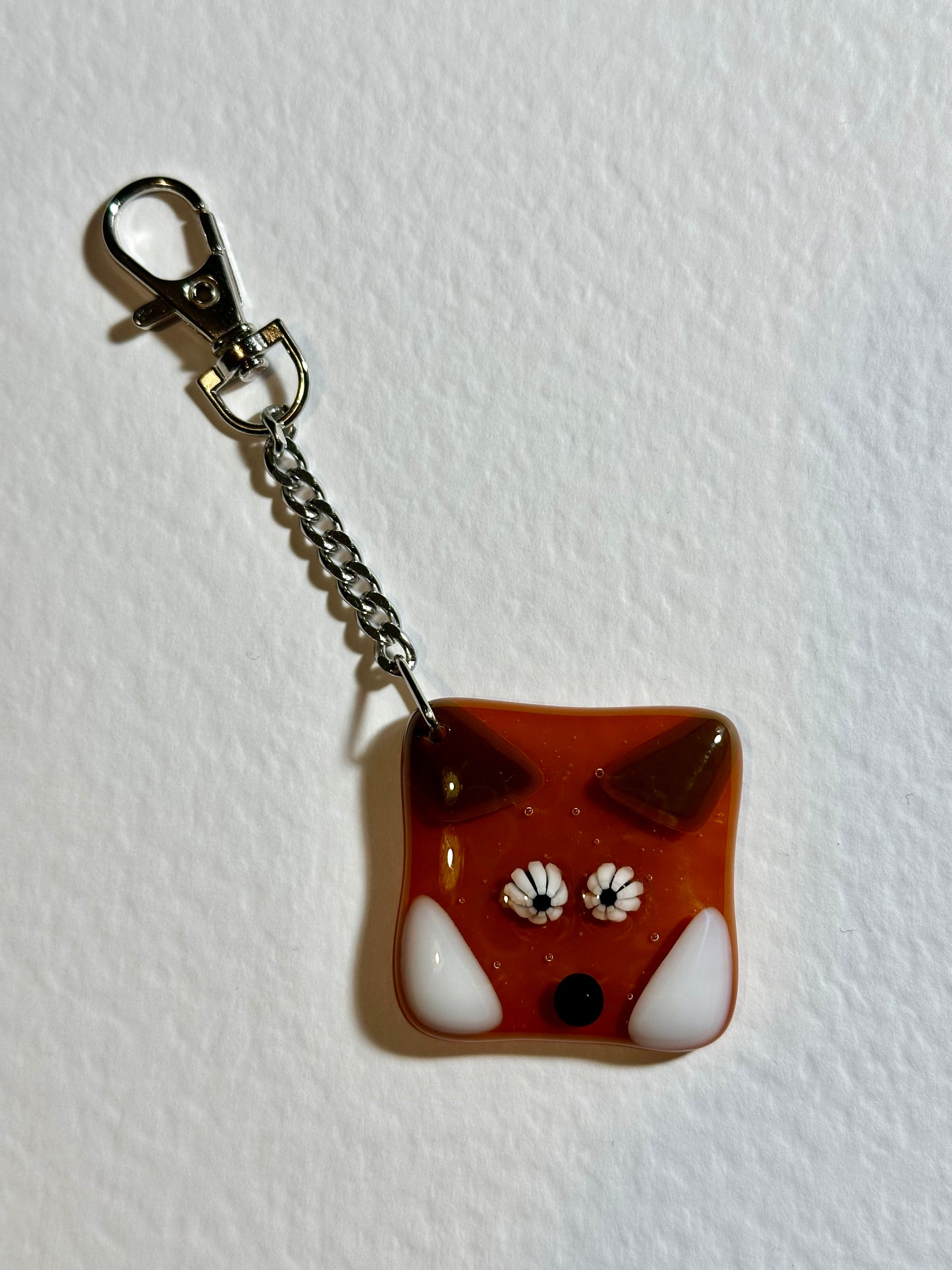 Fused Glass Fox Keyring