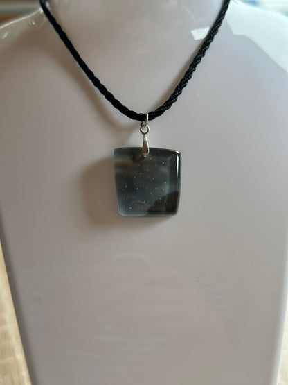 Fused Glass Grey Ombre Pendant