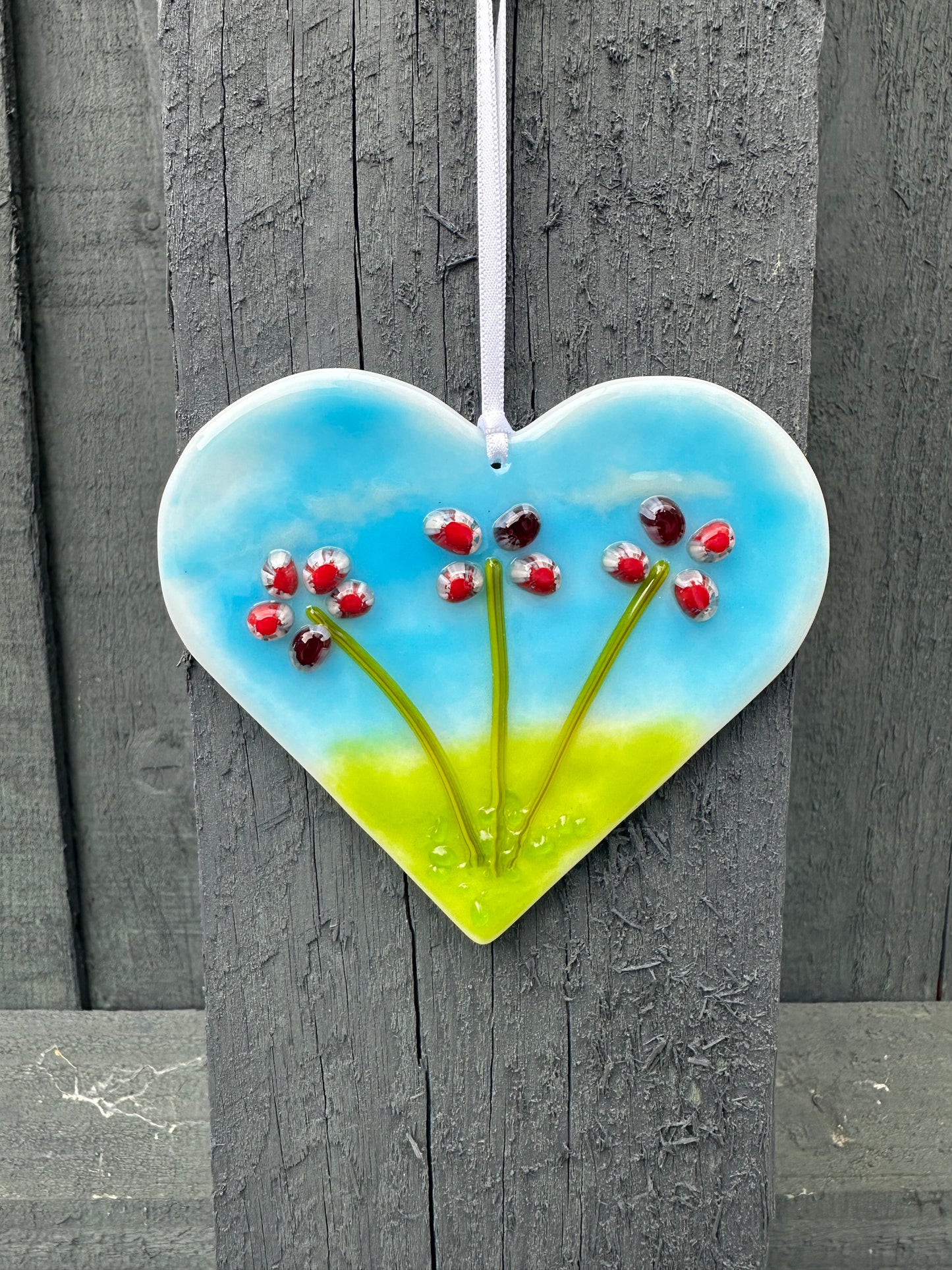 Hanging Heart Decoration Red Flowers