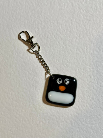 Fused Glass Penguin Keyring