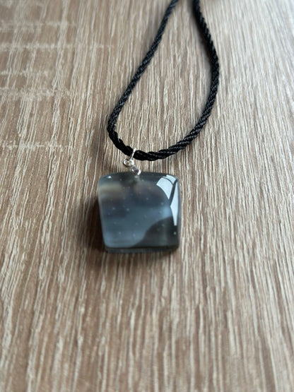 Fused Glass Grey Ombre Pendant