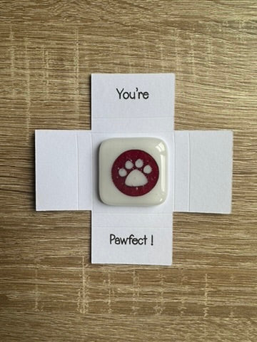 Fused Glass pocket Box Heart Token You're Pawfect